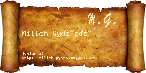 Milich Győző névjegykártya